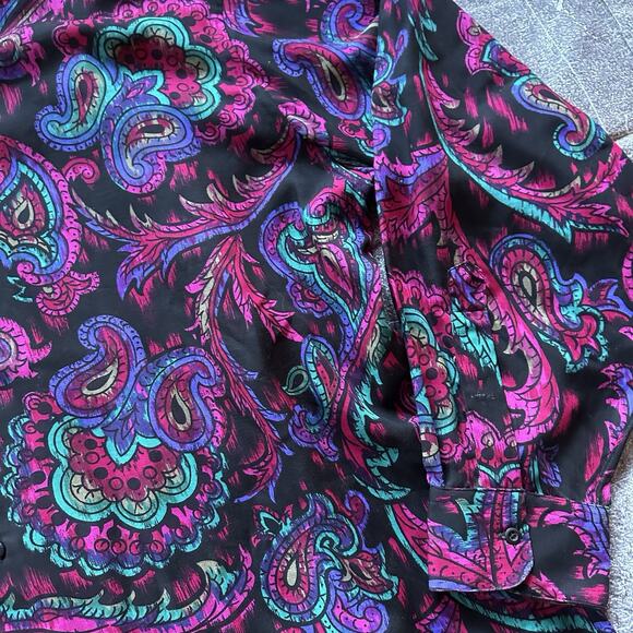 Women's Vintage 80's The Shirt Company Paisley Pink Black Shirt Dress Sz XL - Picture 2 of 4
